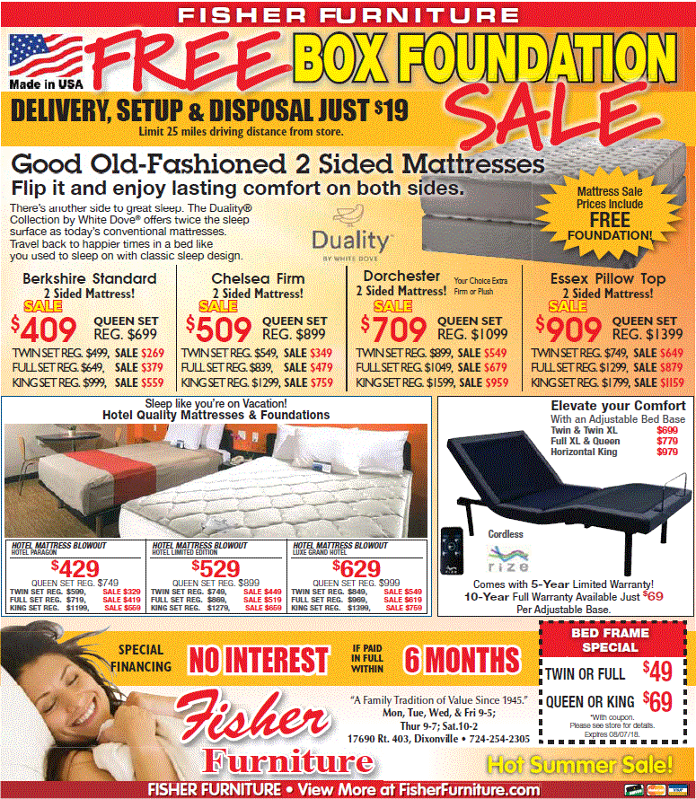 Labor Day Free Foundation Mattress Sale